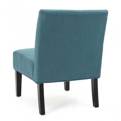 Fauteuil d'appoint Oliver en tissu d'apparence lin avec pattes en bois d'hévéa - Sarcelle | Fauteuil D'appoint Oliver En Tissu aspect lin Avec Pieds En Bois Caoutchouc - Bleu Sarcelle