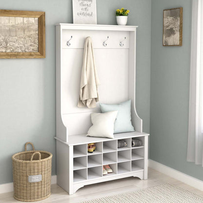 Arbre d'entrée avec rangement pour chaussures - Blanc|Portemanteau avec rangement pour chaussures - blanc