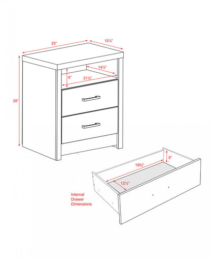 Calla Tall 2-Drawer Nightstand - Blanc|Table de nuit haute Calla à 2 tiroirs - blanche