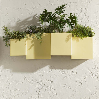 Jardinière murale extérieure 2 pièces Dalya - Jaune clair|Ensemble 2 jardinières murales Dalya pour l'extérieur - jaune pâle