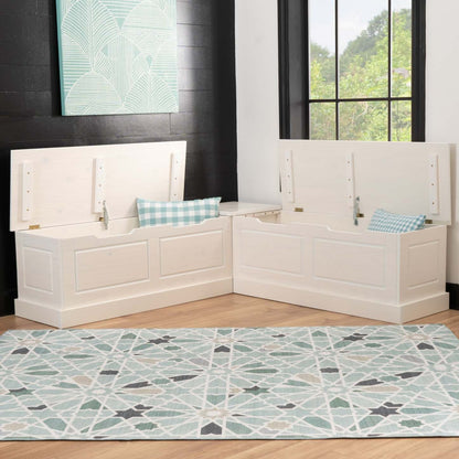 Tobin Dossier Corner Nook Dining Bench - Blanc|Banc de salle à manger en coin Tobin sans dossier - blanc