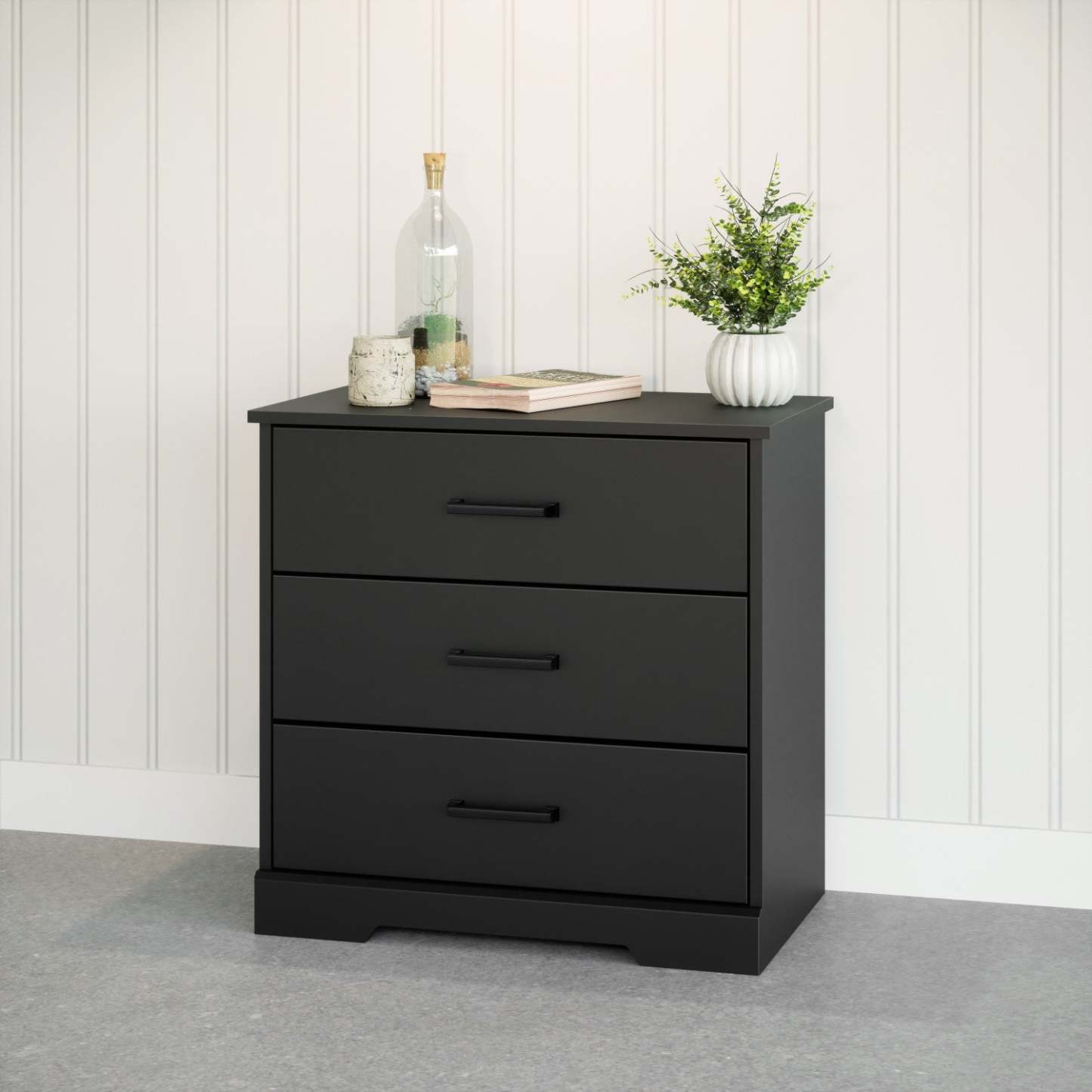 Prepac Rustic Ridge Farmhouse 3-Drawer Nightstand - Black|Table de nuit champêtre Rustic Ridge de Prepac à 3 tiroirs - noire