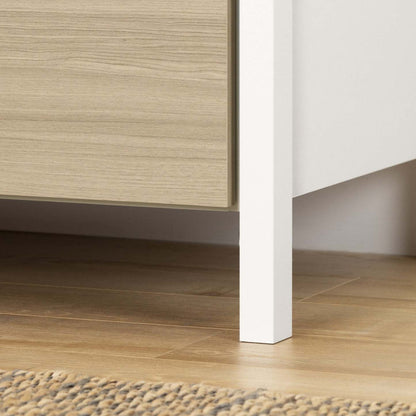 Commode 6 Tiroirs Munich - Blanc Et Orme Doux | Commode Munich 6 Tiroirs - Blanc Et Orme Naturel