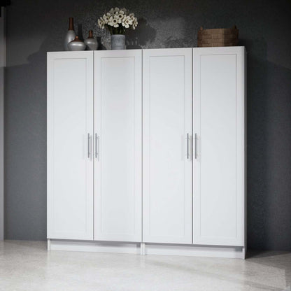 Armoire de rangement Elite Accent avec portes à panneaux et 3 tablettes - Blanc|Armoire d'appoint de rangement Elite avec portes à panneaux et 3 tablettes - blanche