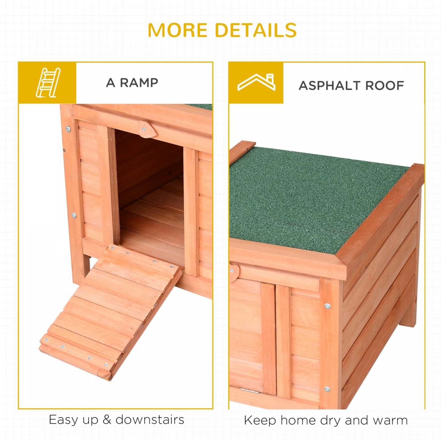 Pawhut 20x16.5x17 Clapier En Bois Pour Lapins Maison Pour Petits Animaux Lapin Cochon D'inde Cage Coop Chat Shelt