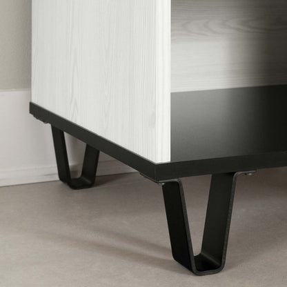 Table de nuit Arlen à 1 tiroir - pin blanc et noir mat