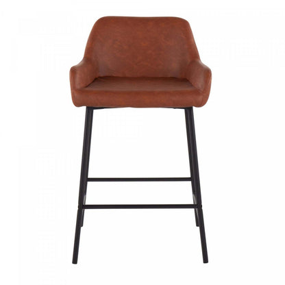 LumiSource Daniella Camel Faux Leather Industrial Counter-Height Stool - Set of 2|Tabouret industriel Daniella de hauteur comptoir en similicuir chameau - ensemble de 2