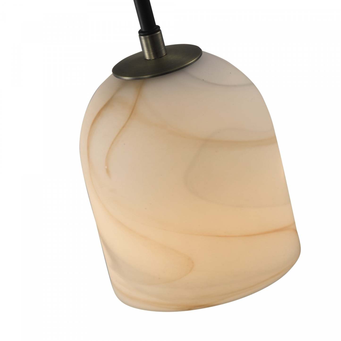 Luminaire suspendu Crema à 1 lumière, noir, laiton brossé avec lampe en verre de style albâtre | Suspension A 1 lampe Crema, Laiton Brosse Avec Verre Genre Albatre