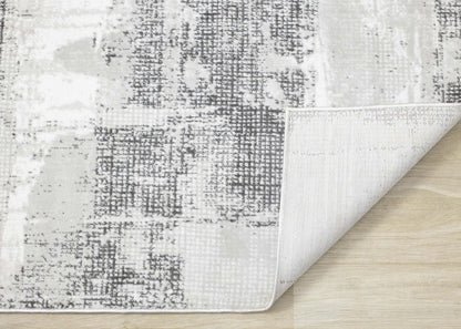 Carpette grise à motif abstrait lavable à la machine - 7 pi 10 po x 10 pi 6 po