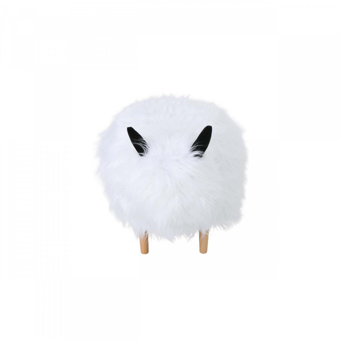 Repose-pieds en bois de yak rembourré Julius - Blanc | Pouf Repose-pieds Julius En Bois Tapisse Avec Pieds En Forme De Yak - Blanc