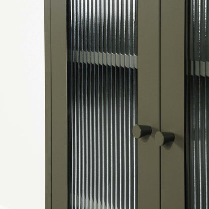 Kodali Glass Door Accent Cabinet - Olive Green|Armoire décorative Kodali avec portes en verre - vert olive