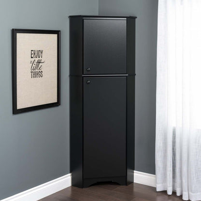 Elite Tall 2-Door Corner Storage Cabinet - Noir|Armoire de rangement haute en coin Elite à 2 portes - noire