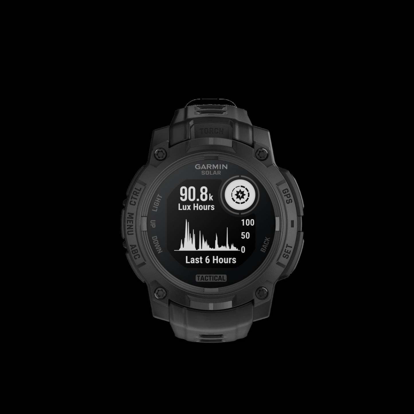 Garmin Instinct 3 45mm - Solaire Tactique, Noir, Gps, Lampe de Poche Led, Mil-std-810, 40j Batterie