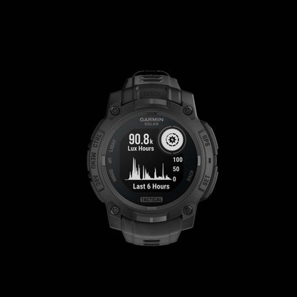 Garmin Instinct 3 45mm - Solaire Tactique, Noir, Gps, Lampe de Poche Led, Mil-std-810, 40j Batterie