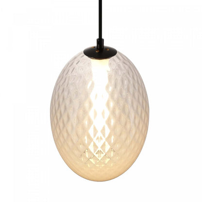 Suspension LED intégrée Celeste 10, blanche avec lampe en verrerie diamant | Suspension A Del Integrees Celeste De 10 po, Blanche Avec Verre Diamante