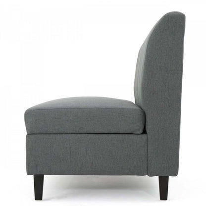 Haley Fabric Armless Loveseat With Hidden Storage And Wood Legs - Charcoal | Causeuse Sans Accoudoirs Haley En Tissu Avec Rangement Dissimulé Et Pattes En Bois - Charbon