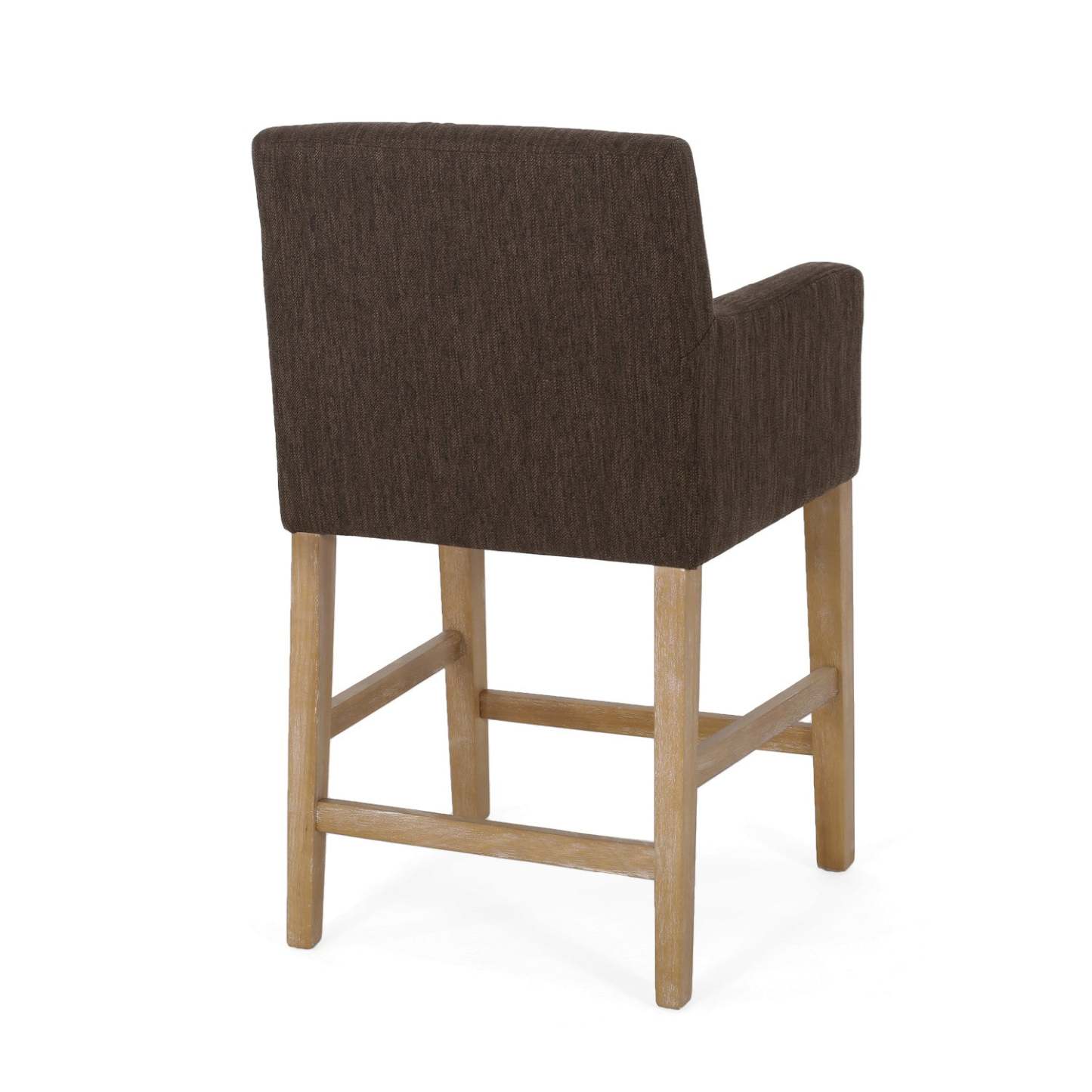 Gabrielle 26 Hauteur d'Assise Tabourets de Comptoir Ensemble de 2 avec Tissu Rembourré et Pieds en Bois Massif - Brun | Ensemble De 2 Tabourets De Comptoir Gabrielle, Assise 66 cm – Tissu Rembourré Et Pieds En Bois Massif - Brun