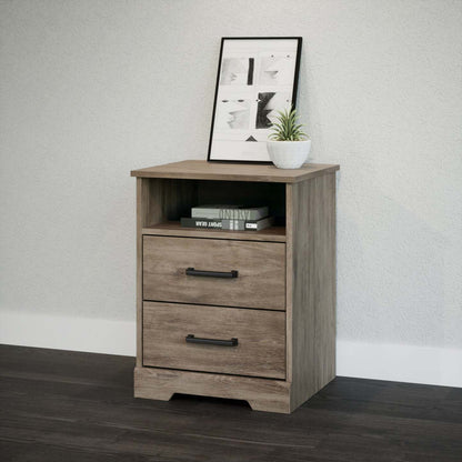 Prepac Rustic Ridge Farmhouse 2-Drawer Nightstand - Brown|Table de nuit champêtre Rustic Ridge de Prepac à 2 tiroirs - brune