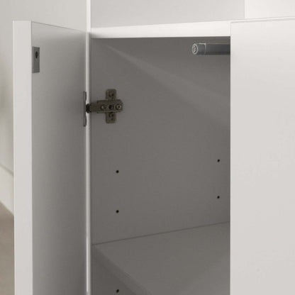 Liora 4-door Bookcase With Open Storage - Pure White | Liora Bibliotheque 4 Portes Et Rangement Ouvert - Blanc Solide