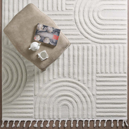 Quinto Geo Circles Shag Area Rug - 5'7 x 7'3|Carpette à poil long Quinto à motif de cercles géométriques - 5 pi 7 po x 7 pi 3 po