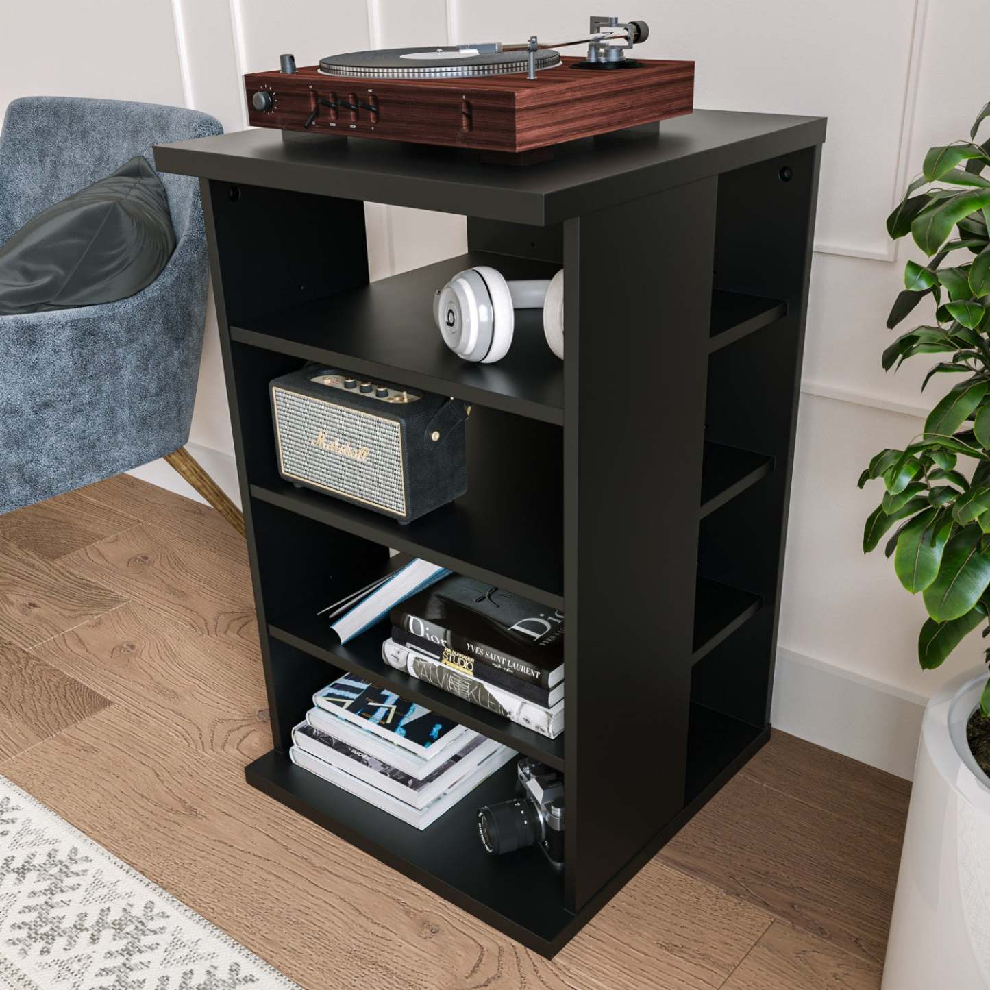 Nordika Jasper 4-Shelf Audio Tower Bookcase - Noir|Bibliothèque tour audio Jasper Nordika à 4 tablettes - noire