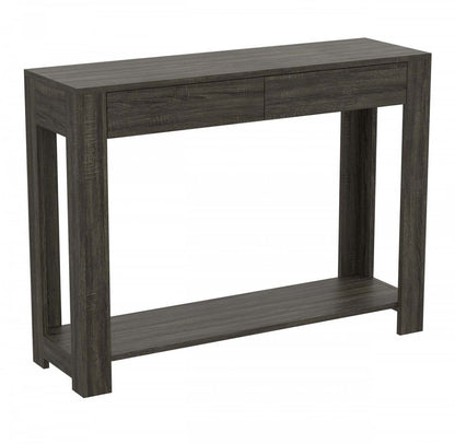 40” Console Table With 2 Drawers And Shelf - Dark Grey Sofa Table | Console de 40 po avec 2 tiroirs et tablette - table de salon gris foncé