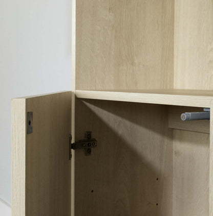 Liora 4-door Bookcase With Open Storage - Bleached Oak | Liora Bibliotheque 4 Portes Et Rangement Ouvert - Chene Blanchi