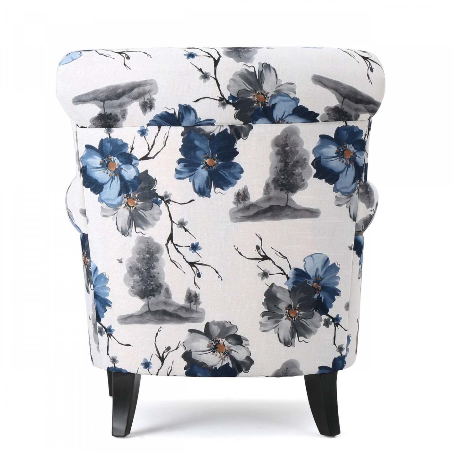 Pansy Floral Fabric Upholstered Accent Chair With Flared Arms And Wooden Legs,flower | Pansy Fauteuil D’appoint Tapise En Tissu Fleuri Avec Accoudoirs Evases Et Pieds En Bois, Fleuri