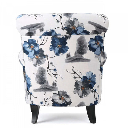 Pansy Floral Fabric Upholstered Accent Chair With Flared Arms And Wooden Legs,flower | Pansy Fauteuil D’appoint Tapise En Tissu Fleuri Avec Accoudoirs Evases Et Pieds En Bois, Fleuri