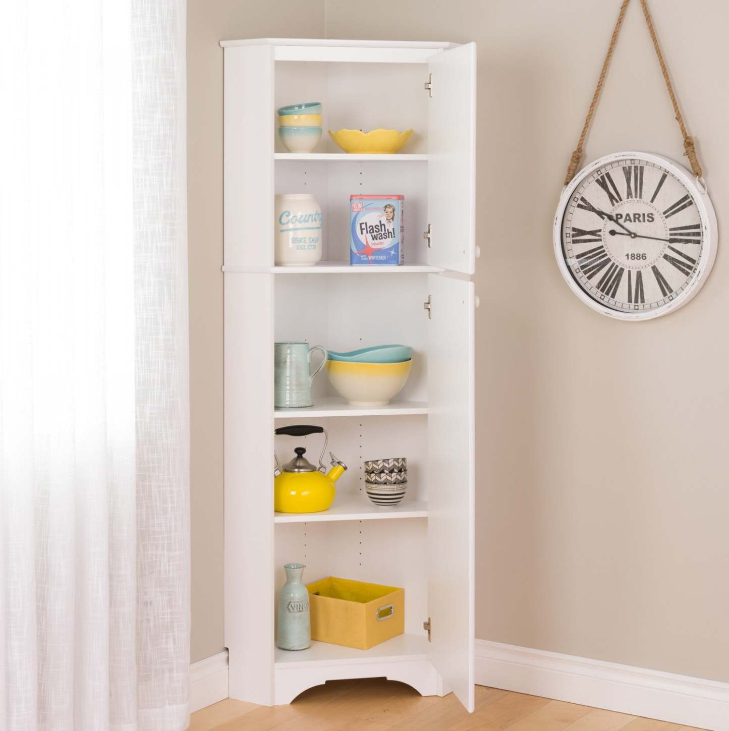 Elite Tall 2-Door Corner Storage Cabinet - Blanc|Armoire de rangement haute en coin Elite à 2 portes - blanche