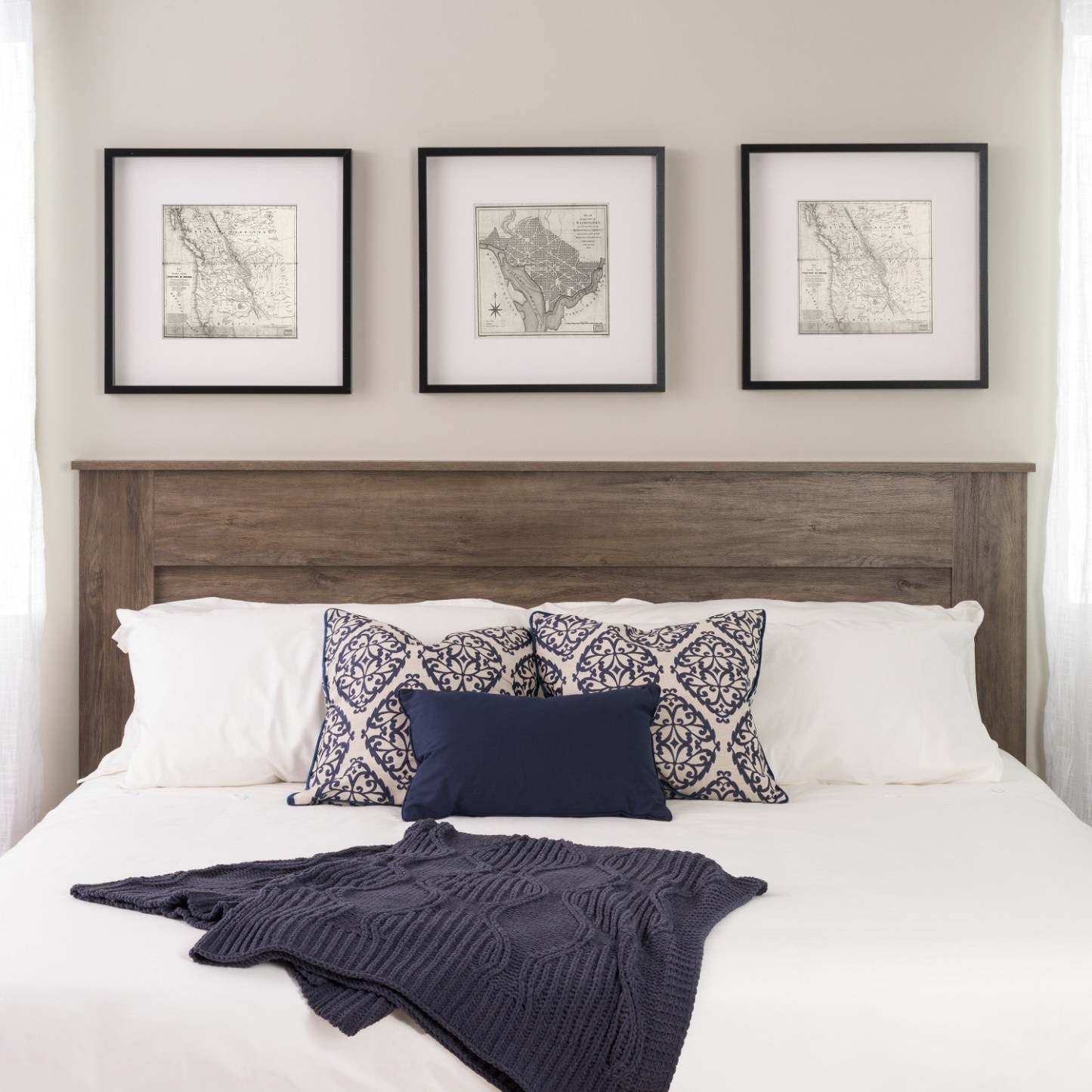 King Flat Panel Headboard - Drifted Grey|Tête de lit à panneau plat pour très grand lit - gris délavé