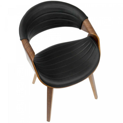 LumiSource Symphony Faux Leather Mid-Century Modern Dining Accent Chair - Walnut/Black|Chaise d'appoint de salle à manger moderne du milieu du 20e siècle Symphony en similicuir - noyer et noir