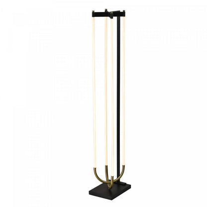 Lampadaire LED Intégré Cascata, Noir Et Laiton Brossé | Lampadaire Sur Pied A Del Integrees Cascata, Noir Et Laiton Brosse