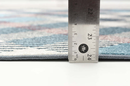 Tapis Kors bleu lavable en machine - 2'6 x 8'0|Carpette Kors bleue lavable à la machine - 2 pi 6 po x 8 pi 0 po|D86F9OFD