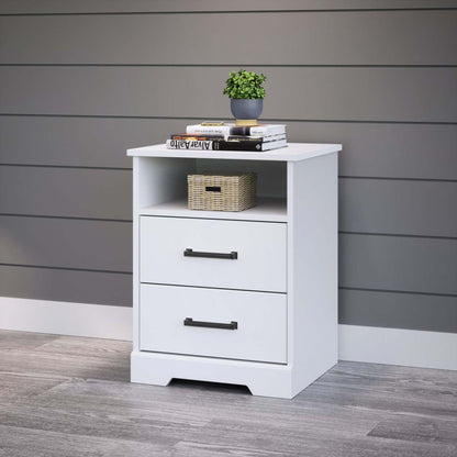 Prepac Rustic Ridge Farmhouse 2-Drawer Nightstand - White|Table de nuit champêtre Rustic Ridge de Prepac à 2 tiroirs - blanche