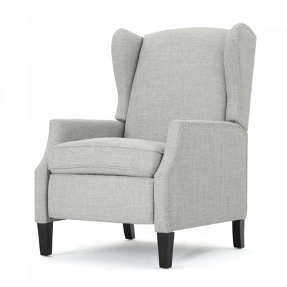Fauteuil inclinable Wescott en tissu d'apparence lin avec pattes en bois et garniture cloutée - Gris antique | Fauteuil Inclinable Wescott En Tissu aspect lin Avec Pieds En Bois Et Bordure Clouée - Gris Antique