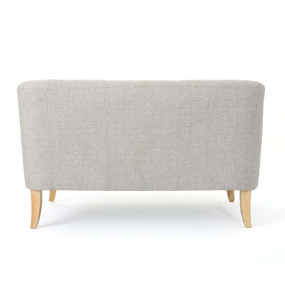 Zona Linen-look Fabric Loveseat With Flared Wood Legs - Beige | Causeuse Zona En Tissu aspect lin Avec Pattes Évasées En Bois - Beige