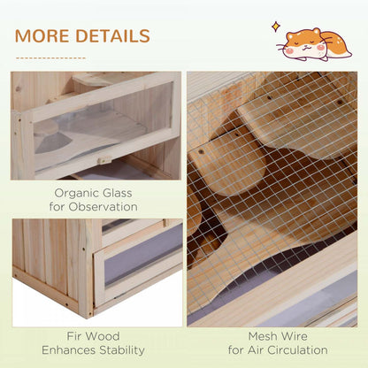 Pawhut Cage En Bois Pour Hamster Cochon D'inde Chinchilla Maison Pour Animaux 2 Niveaux Habitat Pour Petits Animaux W/ Op