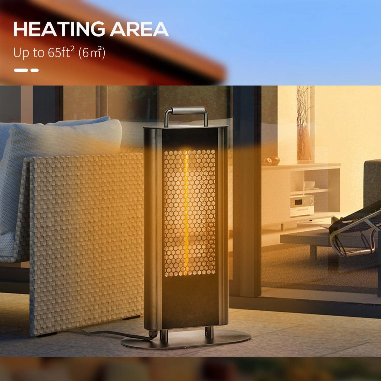 Outsunny Chauffe-terrasse Électrique Avec Éblouissement Ultra-faible Et 6 Réglages De Chaleur, 1200w Alliage D'Aluminium Frees|Outsunny Electric Patio Heater With Ultra-faible Eblouissement Et 6 Réglages De Chaleur, 1200w Aluminum Alloy