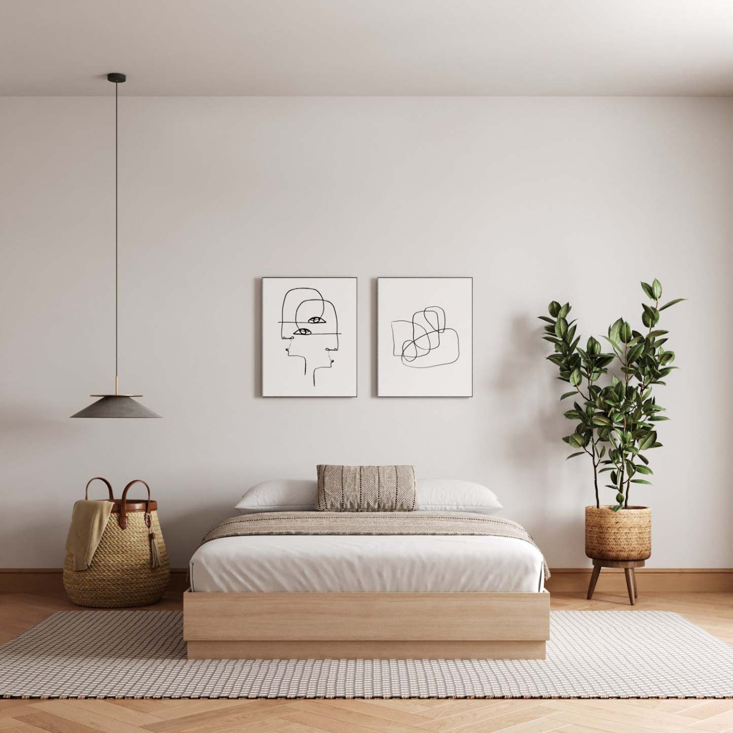 Lit plateforme Nordika Milano Queen - Chêne blond naturel | Grand lit plateforme Milano Nordika - chêne blond naturel