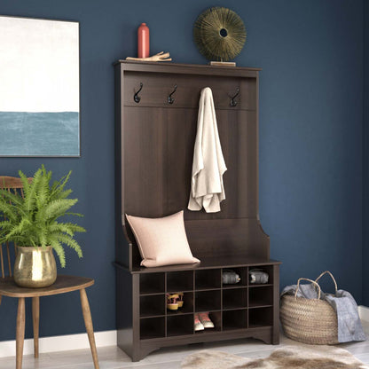 Arbre d'entrée avec rangement pour chaussures - Espresso|Portemanteau avec rangement pour chaussures - espresso