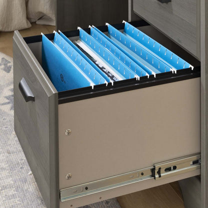 Bureau d'ordinateur Versa avec huche - Érable gris | Bureau d'ordinateur Versa avec crédence - érable cendré | D83GE15V
