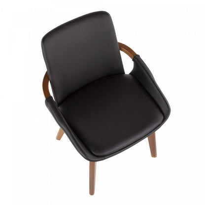 LumiSource Cosmo Faux Leather Mid-Century Dining Chair - Walnut/Black|Chaise de salle à manger de style du milieu du 20e siècle Cosmo en similicuir - noyer et noir