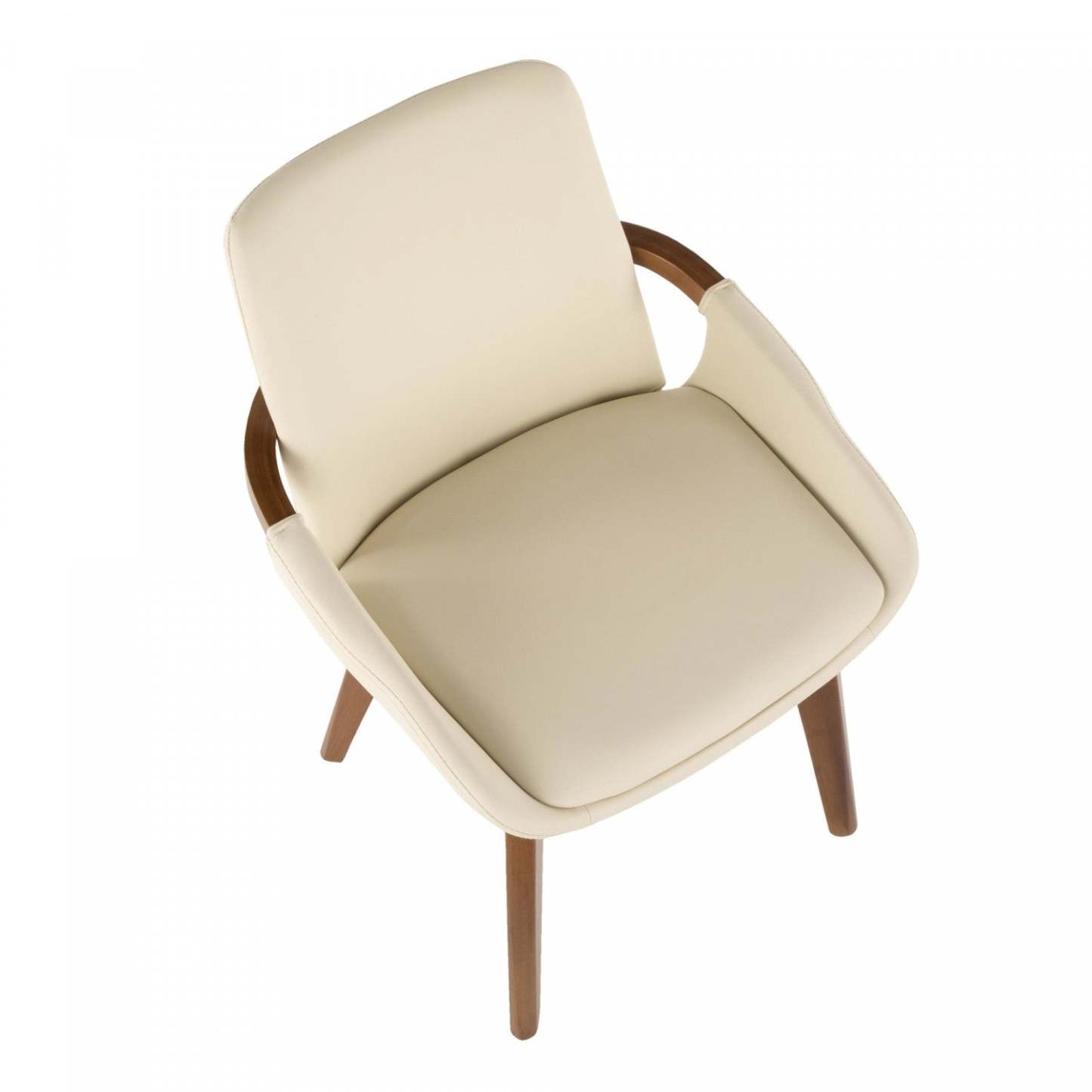 LumiSource Cosmo Faux Leather Mid-Century Dining Chair - Walnut/Cream|Chaise de salle à manger de style du milieu du 20e siècle Cosmo en similicuir - noyer et crème