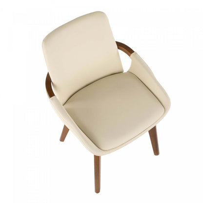 LumiSource Cosmo Faux Leather Mid-Century Dining Chair - Walnut/Cream|Chaise de salle à manger de style du milieu du 20e siècle Cosmo en similicuir - noyer et crème