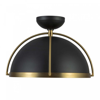 Suspension Dahlia à 1 lumière 17,6, noir, lampe en laiton brossé | Suspension A 1 lampe Dahlia De 17,6 po, Noir, Laiton Brosse