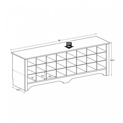 Twenty-Four Pair Shoe Storage Cubby Bench - Drifted Grey|Banc à compartiment de rangement pour 24 paires de chaussures - gris délavé