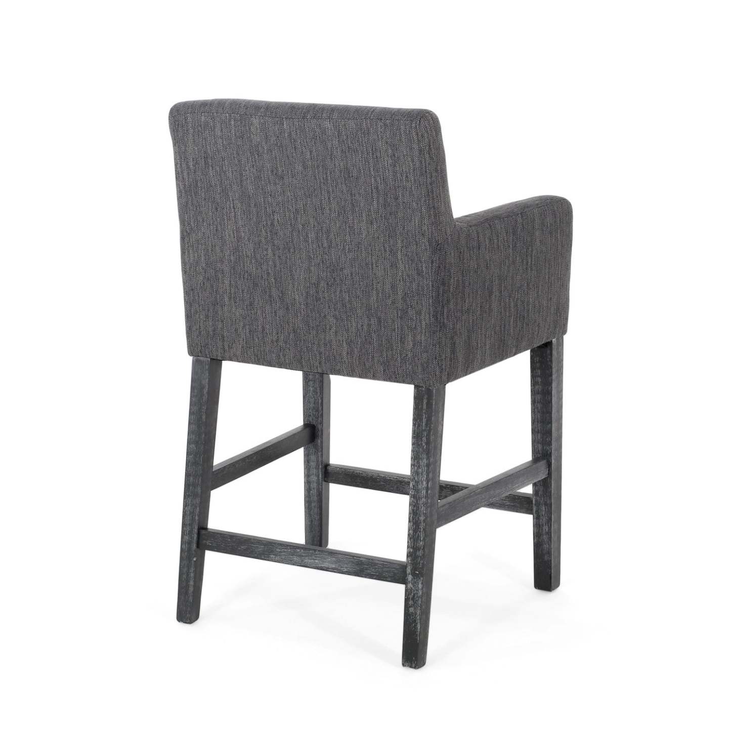 Lewis 26 Tabouret de Comptoir Hauteur d'Assise 66 cm avec Tissu Rembourré et Pieds en Bois Massif - Charbon