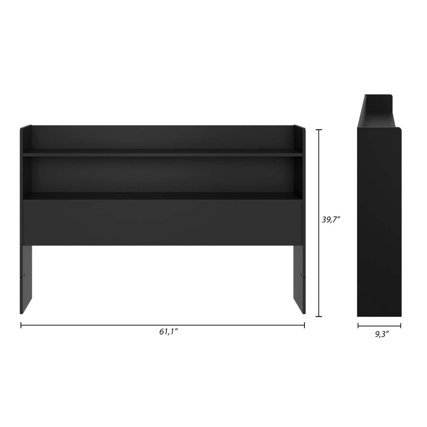 Nordika Hunter Queen Bookcase Headboard - Black|Tête de lit bibliothèque Hunter Nordika - noire