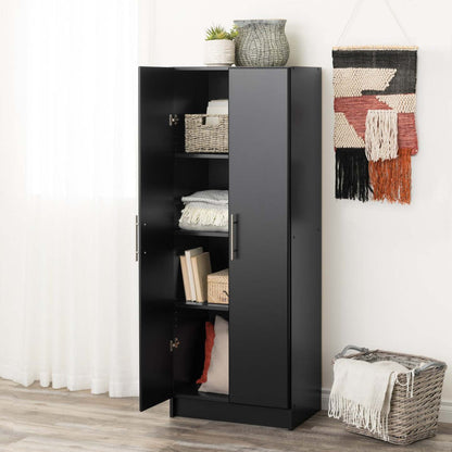 Armoire de rangement profonde Elite avec tablettes fixes et réglables - Noir|Armoire profonde de rangement Elite avec tablettes fixes et réglables - noire